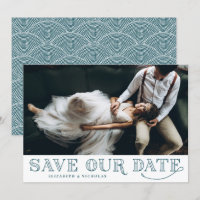 Gatsby Art Deco Typografie Save the Date Aquamarin