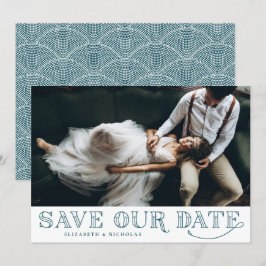 Gatsby Art Deco Typografie Save the Date Aquamarin