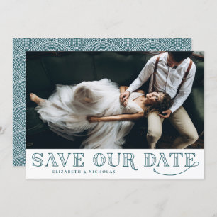 Gatsby Art Deco Typografie Save the Date Aquamarin