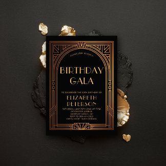 Gatsby Art Deco Vintag Gold Roaring 20 Jahre Gebur Einladung