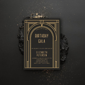 Gatsby Art Deco Vintag Gold Roaring 20 Jahre Gebur Einladung