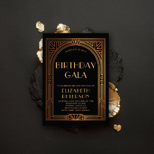 Gatsby Art Deco Vintage Gold Roaring Twenties Gebu Einladung