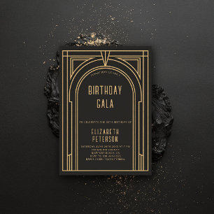 Gatsby Art Deco Vintage Gold Roaring Twenties Gebu Einladung