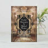 Gatsby Art Deco Wedding Einladung (Stehend Vorderseite)