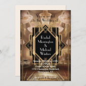 Gatsby Art Deco Wedding Einladung (Vorne/Hinten)