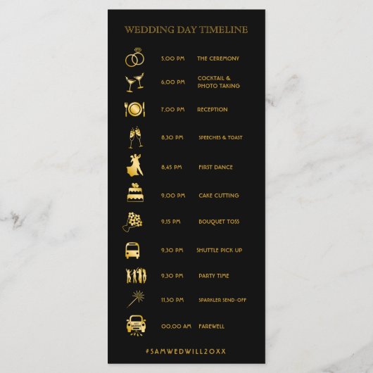 Gatsby Art Deco Wedding Timeline Programm (Rückseite)