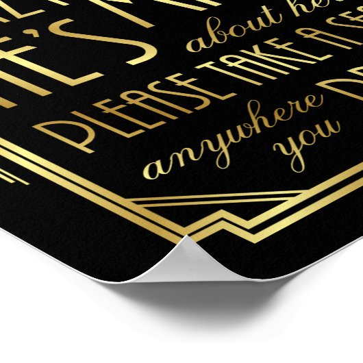 Gatsby Art Deco WEDING SEAT Sign Print Poster (Ecke)