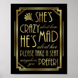 Gatsby Art Deco WEDING SEAT Sign Print Poster