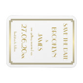 Gatsby Art Deco White Wedding Save the Date Magnet (Horizontal)