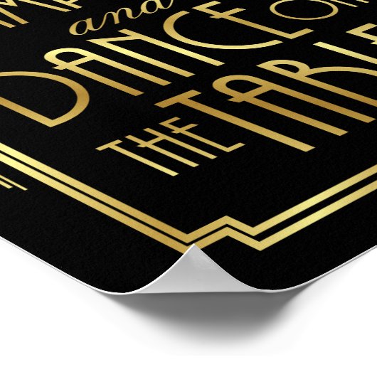 Gatsby Art Déco ZEIT ZU TRINKEN CHAMPAGNER signier Poster (Ecke)