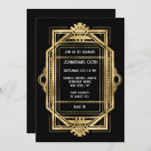 Gatsby Art Deko Goldrahmen DIY Foto Party Einladung (Vorne/Hinten)