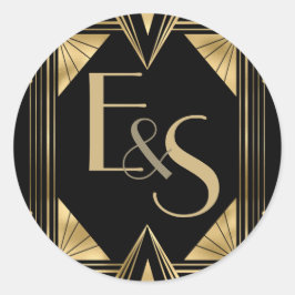 Gatsby art Deko Hochzeitsaufkleber Runder Aufkleber