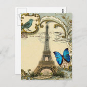 Gatsby Art Deko Wirbel Vintager Paris eiffturm Postkarte (Vorne/Hinten)