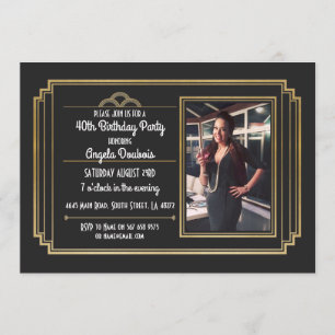 Gatsby Birthday Party 1920er Roaring Gold Einladun Einladung