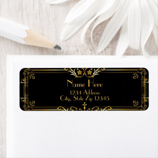 Gatsby Black and Gold Address Label (Insitu)