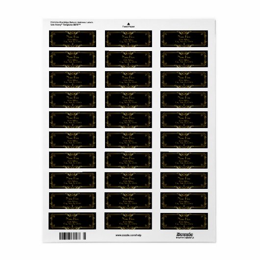Gatsby Black and Gold Address Label (Vorne)