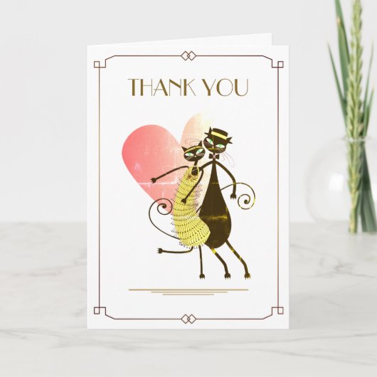 Gatsby Black Cats Wedding Dankeschön Card Karte (Vorderseite)