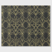Gatsby Black & Gold Art Deco Geschenkpapier (Flach)
