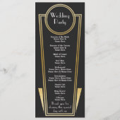 Gatsby Black & Gold Art Deco Hochzeitsprogramm der Programm (Rückseite)