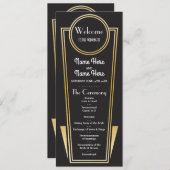 Gatsby Black & Gold Art Deco Hochzeitsprogramm der Programm (Vorne/Hinten)