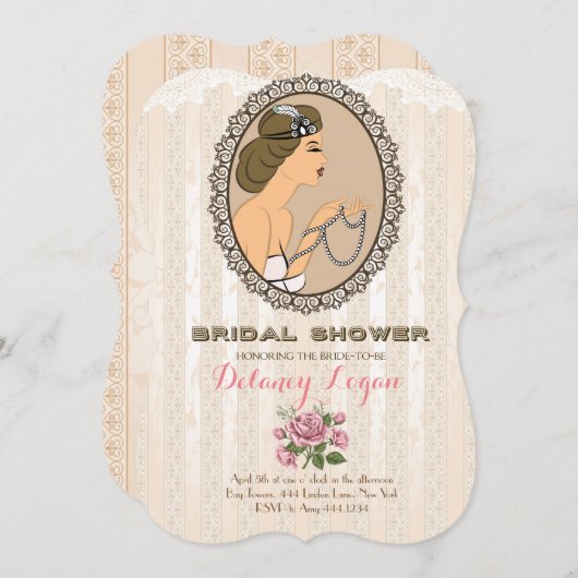 Gatsby Bridal Dusche Einladung (Vorne/Hinten)