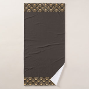 Gatsby Dark Slate Gray Art Deco Fan Muster Edges Badehandtuch