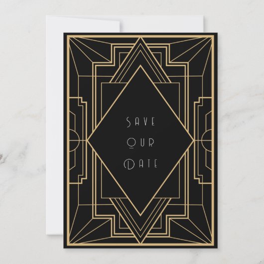 Gatsby Effect Wedding Save the Date Einladung (Rückseite)