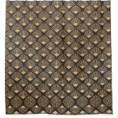 Gatsby Fan Geometric Muster Gold und Schwarz Duschvorhang (Vorderseite)