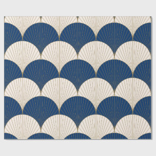 Gatsby-Fan Navy Blau Gold Art Deco Geometrisch L Geschenkpapier