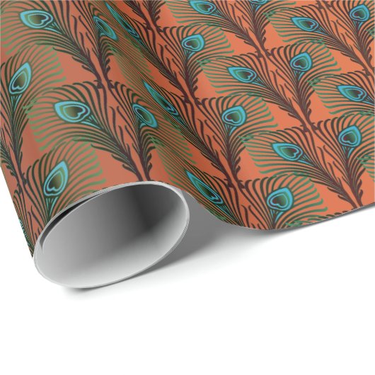 Gatsby Feathers Art Deko Design Geschenkpapier (Rolleneckpunkt)