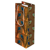 Gatsby Feathers Art Deko Design Geschenktüte Für Weinflaschen (Vorderseite Schrägansicht)