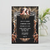 Gatsby Feuerwerk flapper Girls feiern Chic Einladung (Stehend Vorderseite)