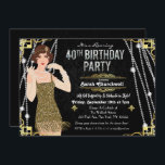 Gatsby Flapper Girl 40. Geburtstagseinladung Einladung<br><div class="desc">Feiern Sie wie in den zwanziger Jahren mit unserer fabelhaften,  von Gatsby inspiriert Einladung. Ob Sie einen Junggeselinnen-Abschied oder eine Geburtstagsfeier planen,  bringen Sie Ihre Veranstaltung in die Zeit der Kunst-Déco-Zeit zurück und erleben Sie das großartige Leben.</div>