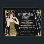 Gatsby Flapper Girl 40. Geburtstagseinladung Einladung<br><div class="desc">Feiern Sie wie in den zwanziger Jahren mit unserer fabelhaften,  von Gatsby inspiriert Einladung. Ob Sie einen Junggeselinnen-Abschied oder eine Geburtstagsfeier planen,  bringen Sie Ihre Veranstaltung in die Zeit der Kunst-Déco-Zeit zurück und erleben Sie das großartige Leben.</div>