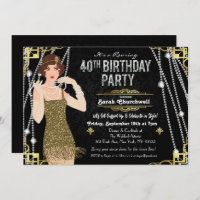 Gatsby Flapper Girl 40. Geburtstagseinladung