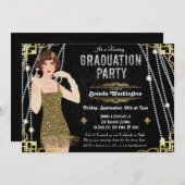 Gatsby Flapper Girl Abschluss Einladung (Vorne/Hinten)