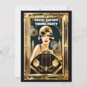 Gatsby Flapper Girl Automobil in den 1920er Jahren Einladung (Rückseite)