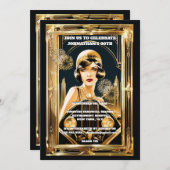 Gatsby Flapper Girl Automobil in den 1920er Jahren Einladung (Vorne/Hinten)