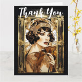 Gatsby Flapper Girl brünett danke Ihnen 1920er Karte (Gelbe Blume)