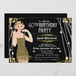 Gatsby Flapper Girl Einladung zum Geburtstag