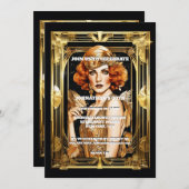 Gatsby Flapper Girl-Krawatte Einladung (Vorne/Hinten)
