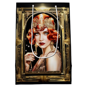 Gatsby Flapper Girl redhead 1920er Party Mittlere Geschenktüte