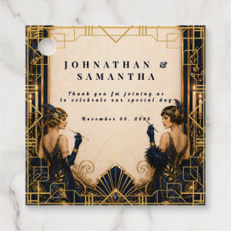 Gatsby Flapper Girls Art Deco Hochzeit editierbar Geschenkanhänger