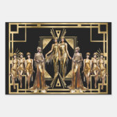 Gatsby Flapper Girls Gold Black Theme Event Geschenkpapier Set (Vorderseite 2)