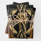 Gatsby Flapper Girls Gold Black Theme Event Geschenkpapier Set (Beispiel)