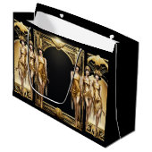 Gatsby Flapper Girls Gold Black Theme Event Große Geschenktüte (Vorderseite Schrägansicht)
