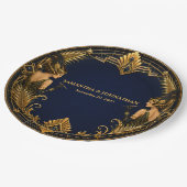 Gatsby Flapper Mädchen Navy Gold Hochzeitsdinner Pappteller (Schrägansicht)