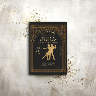 Gatsby Flapper Speakeasy Roaring 20er Gold Geburts Einladung