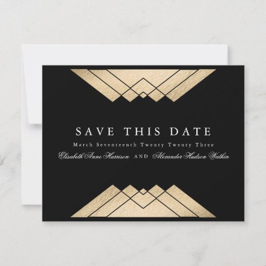 Gatsby Foil Save the Date Ankündigung (Vorderseite)