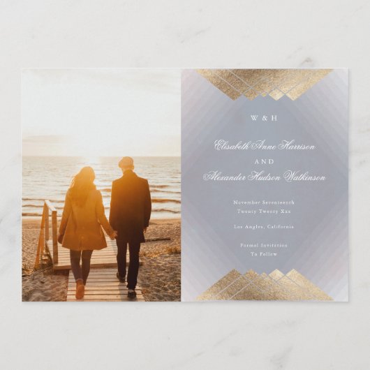 Gatsby Foil Save the Date Ankündigung (Rückseite)